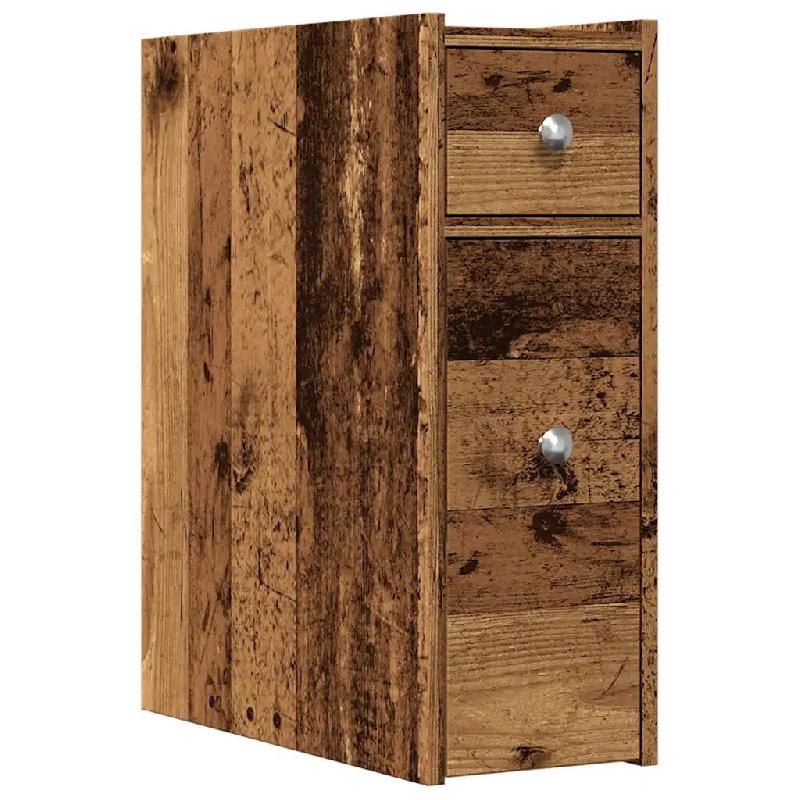 Helloshop26 - Armoire de salle de bain étroite avec roulettes 21,5 x 50 x 60 cm pratique design vintage en bois d'ingénierie vieux 02_0050662 - mét_0
