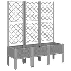 Helloshop26 - Jardinière bac lit surélevé plantes fleurs terrasse jardin avec treillis clair 120 x 40 x 142 cm PP gris 02_0038344 - 3000214180755_0