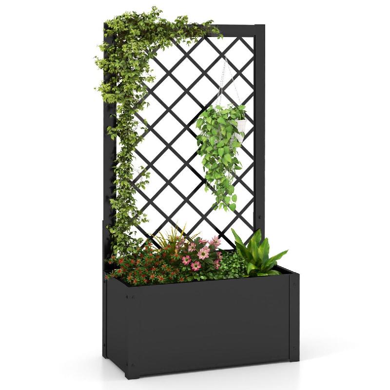 Helloshop26 - Jardinière surélevé bac à plantes 63 x 31 x 112 cm cadre robuste treillis pratique style contemporain en métal noir 20_0012188 - no_0