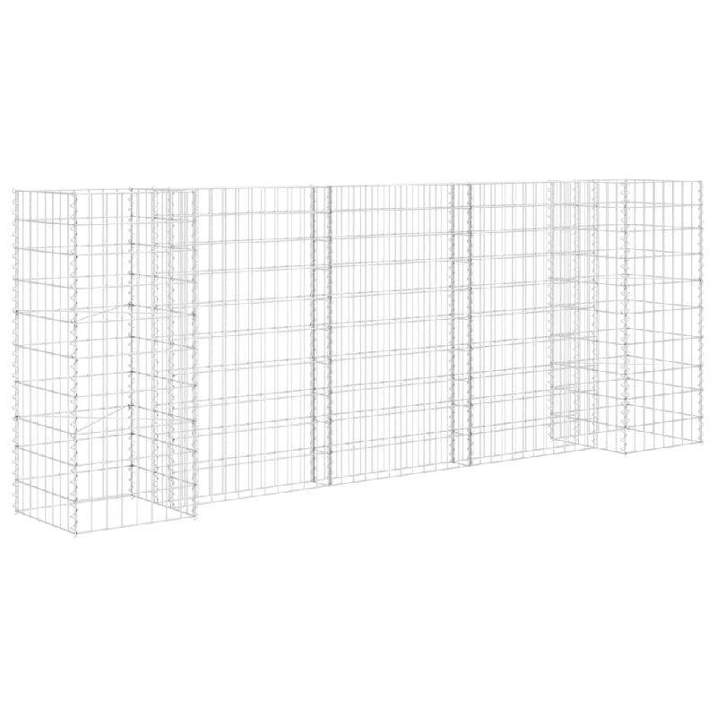 Jardinière à gabion en H - fil d'acier antirouille 260 x 40 x 100 cm - robuste et durable_0