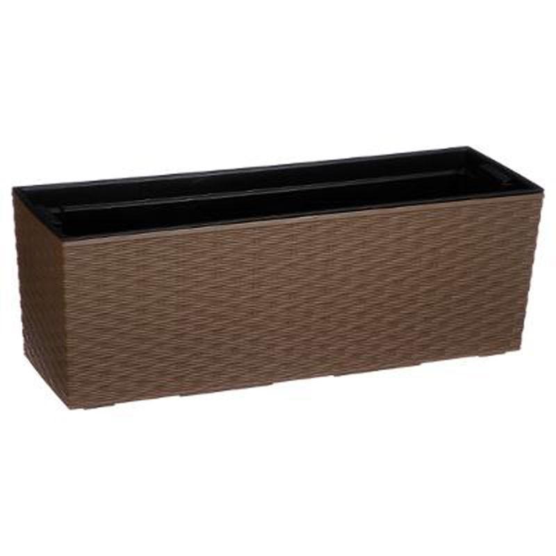 Jardinière plante effet rattan 56 cm marron - Paris Prix - usage extérieur - Polyéthylène_0