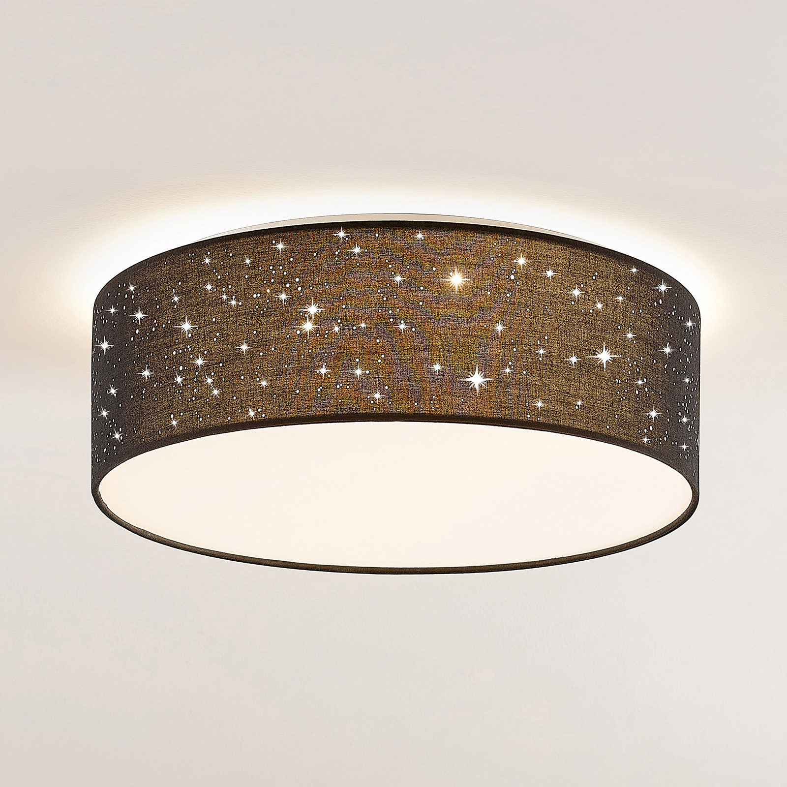 LINDBY, PLAFONNIER LED ELLAMINA, 40 CM, NOIR, TEXTILE