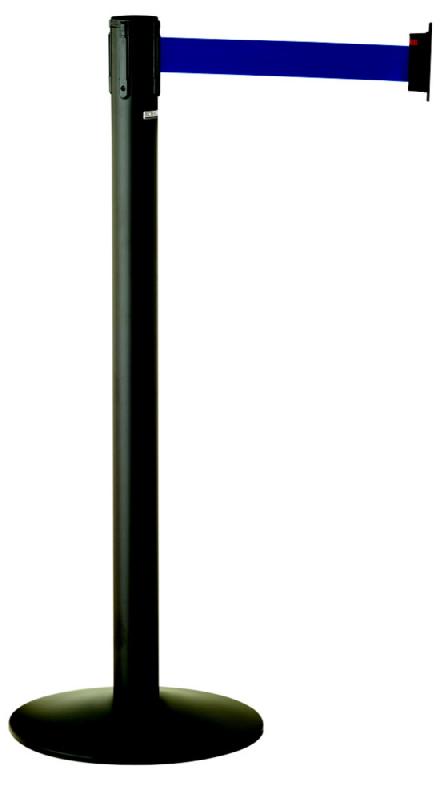 LOT DE 2 BARRIÈRES DE DÉLIMITATION À CEINTURE RETRACTABLE SUR SOCLE PACEO - GRIS MANGANESE - SANGLE BLEUE 3M