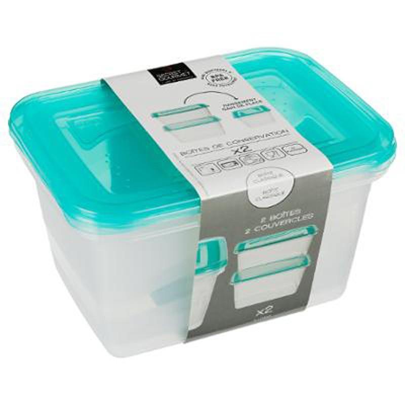 Lot de 2 boîtes de conservation Fresh & Freeze 2L bleu - Paris Prix - Pratique et fonctionnel en polyéthylène_0