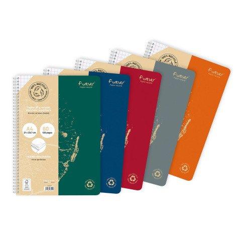 LOT DE 5 - CAHIER RECYCLÉ FOREVER PREMIUM A4 - GRANDS CARREAUX - 120 PAGES