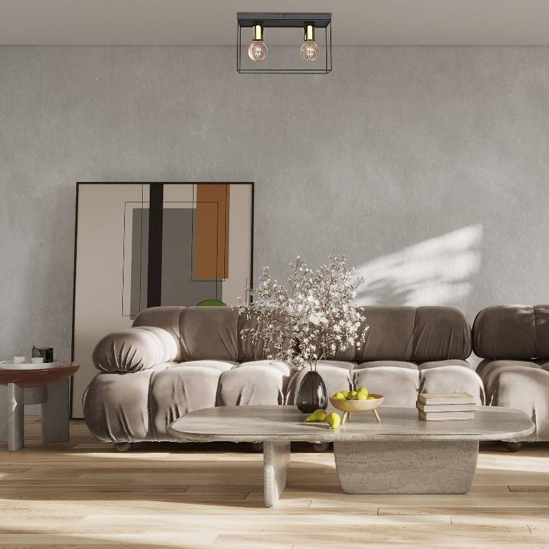LUMINEX PLAFONNIER ANNA AVEC CADRE MÉTALLIQUE, À 2 LAMPES
