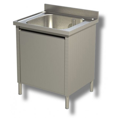 MEUBLE PLONGE INOX 1 BAC 600 X 500 X 300 MM SANS ÉGOUTTOIR - 700 X 700 MM