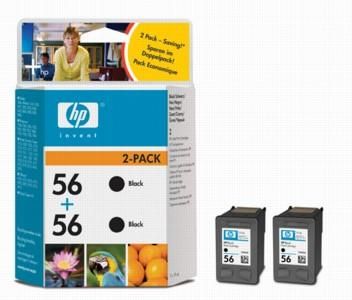 PACK 2 CARTOUCHES ENCRE HP C6656AE N°56 NOIRE
