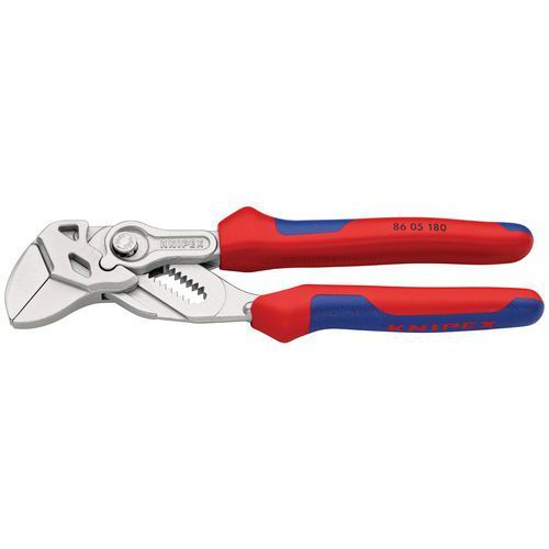 PINCE-CLÉ 180MM - GAINAGE BI-MATIÈRE - CHROMÉE - CAPACITÉ 40MM - KNIPEX