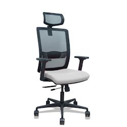 Piqueras y Crespo Silla Haches traslack malla negra asiento bali gris claro brazos 2D ruedas 65mm cabecero regulable - gris multi-matériau 395TKM840B_0