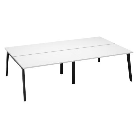 PÔLE DE 4 BUREAUX EDEN ARCHE L 280 CM AVEC GOULOTTE INTÉGRÉE PLATEAU BLANC PIED ANTHRACITE