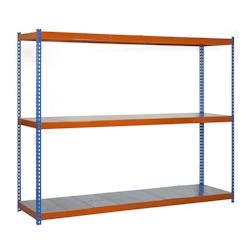 PROREGAL Étagère pour charges lourdes METAL BEAST THREE | HxLxP 150x120x45cm | 3 niveaux | Charge du compartiment 600kg | Bleu-Orange - bleu métal_0