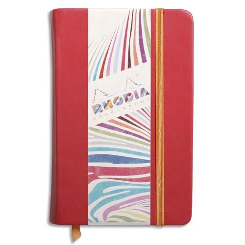 RHODIARAMA CARNET REMBORDÉ RIGIDE 9X14 CM 192 PAGES UNI PAPIER IVOIRE 90G FERMETURE ÉLASTIQUE - COQUELICOT - LOT DE 2