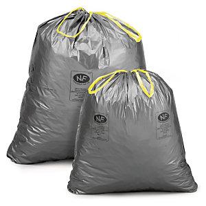 SAC À DÉCHETS COURANTS GRIS À LIENS COULISSANTS 100 L
