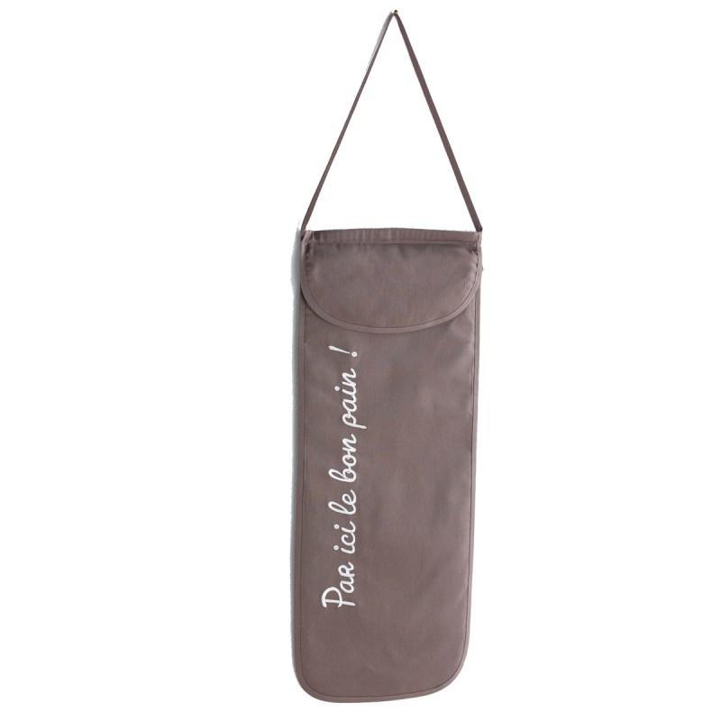 Sac à pain Cuistot taupe 28x70 cm - Paris Prix - 100% coton, pratique et décoratif_0