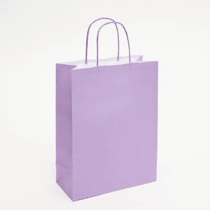 Sac kraft  poignées torsadées Lilas 22x10x29cm - par 50_0