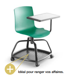 Siège giratoire étudiant Odei PP ODR2/1 - Monocoque PP avec tablette écritoire pivotante - PROMO -30%_0