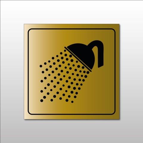 SIGNALÉTIQUE D'INFORMATION - PICTOGRAMME DOUCHE - FORMAT CARRÉ 200 X 200 MM ARGENT