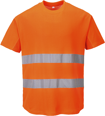 T-shirt aéré orange C394 - XL - bandes réfléchissantes - UPF 35+ - conforme norme EN ISO 20471 Class 2_0