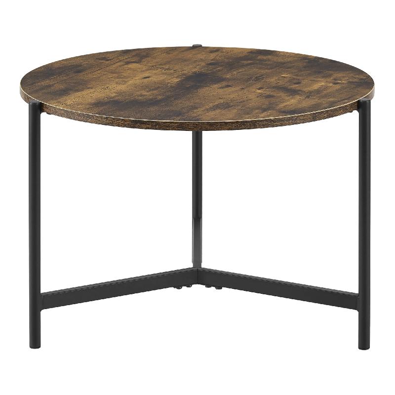 Table basse ronde 42 x 60 cm - effet bois foncé - structure métallique noire - réf. 03_0008494_0