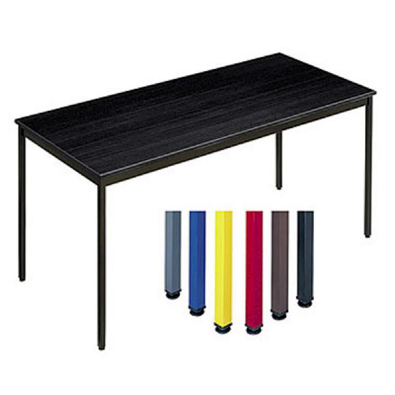 TABLE POLYVALENTE RECTANGLE - L. 140 X P. 70 CM - PLATEAU NOIR - PIEDS ROUGES