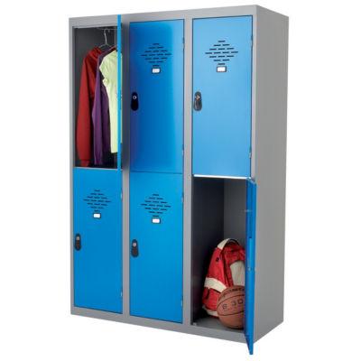 Vestiaires Multicases monoblocs 3 colonnes 2 cases gris / bleu largeur 400 mm_0