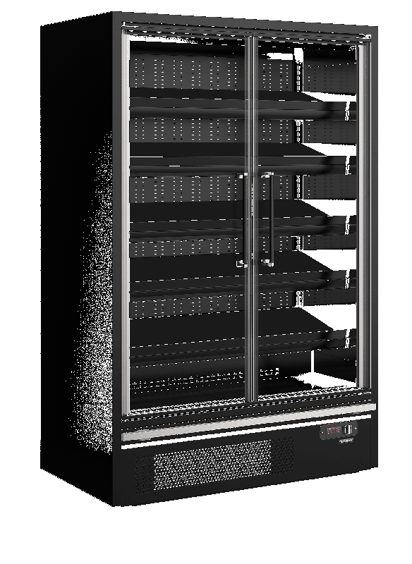 Vitrine réfrigérée pour supermarché - portes vitrées sans montant - Galaxy+ GP14FGD Black - TEFCOLD_0