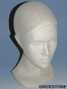 6A) TÊTE PORTE CHAPEAU PAPIER MÂCHÉ, 30CM.