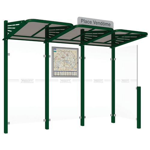 ABRI BUS CONVIVIALE 3 M BARDAGE LATÉRAL DROIT VERT 6005 - PROCITY