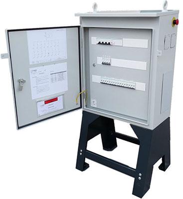 Armoire de distribution sur-mesure pour chantiers de moyenne importance - SOBEM SCAME SÉRIE LM - Équipement complet avec coupure d'urgence et prises 63A_0