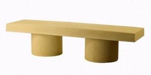 Banquette urbaine tout béton armé Bornéo - 190x52x45cm - Blanc, ocre ou gris granit_0