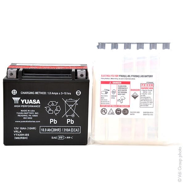 Batterie moto Yuasa YTX20H-BS 12V 18Ah - haute performance sans entretien_0