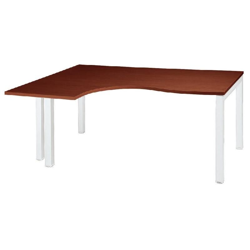 BUREAU COMPACT RETOUR À GAUCHE ACTUAL - L. 180 X P. 120 CM - PLATEAU WENGÉ - 4 PIEDS BLANC