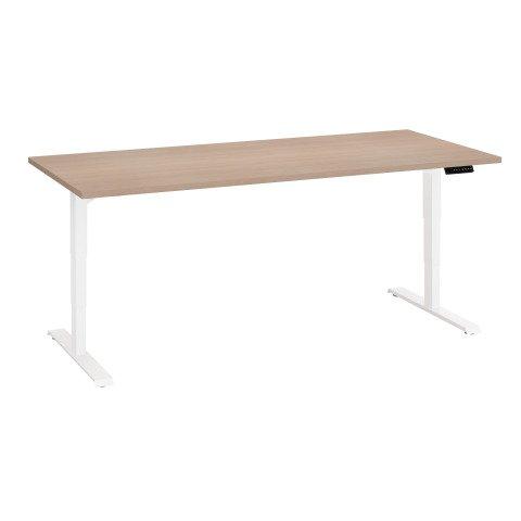 BUREAU RÉGLABLE EN HAUTEUR ÉLECTRIQUE CHÊNE CLAIR ECLA ERGO PREMIUM 180 X 80 CM PIEDS BLANC
