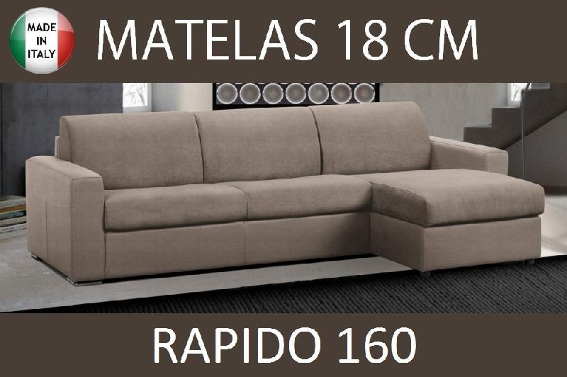 Canapé d'angle réversible MASTER - Couchage express 160x197 cm - Matelas 18 cm - Microfibre beige_0