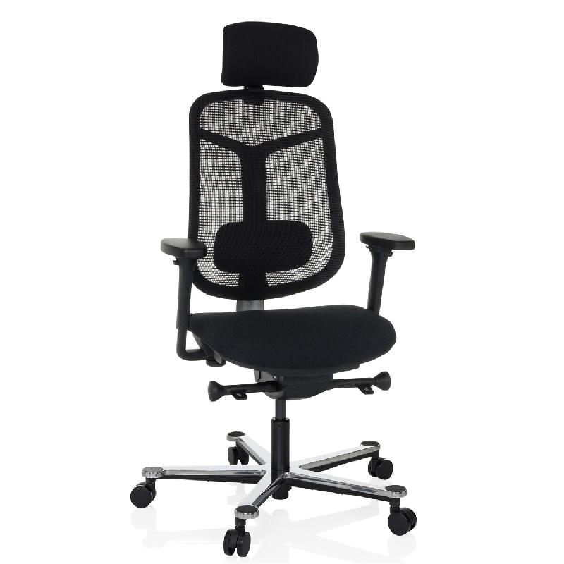 Chaise de bureau / fauteuil de direction BICOLORE HIGH tissu maille / tissu noir / piétement argent hjh OFFICE - noir polyester 609000_0