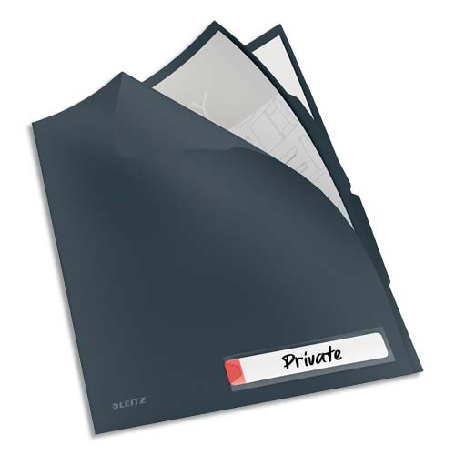 CHEMISE LEITZ COSY - 3 COMPARTIMENTS - A4 - POLYPROPYLENE - GRIS - LOT DE 12