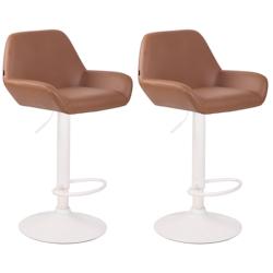 CLP Lot de 2 tabourets de bar Braga en Similicuir Marron clair/Blanc - marron polyester 320002_0
