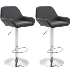 CLP Lot de 2 tabourets de bar Braga en Similicuir Noir /Chrome - noir polyester 316079_0