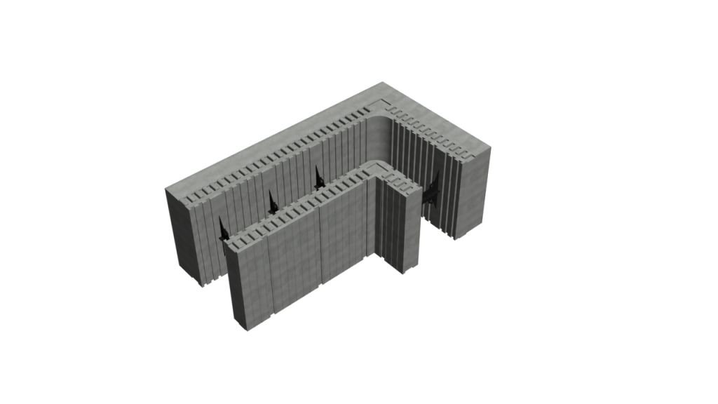 Coffrage isolant - angle 90° Reverbloc - épaisseur 34 cm - R = 5.38_0