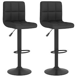 Décoshop26 - Lot de 2 tabourets de bar chaises hautes coutures carrées en tissu et acier noir DEC029814 - noir 3000257572630_0