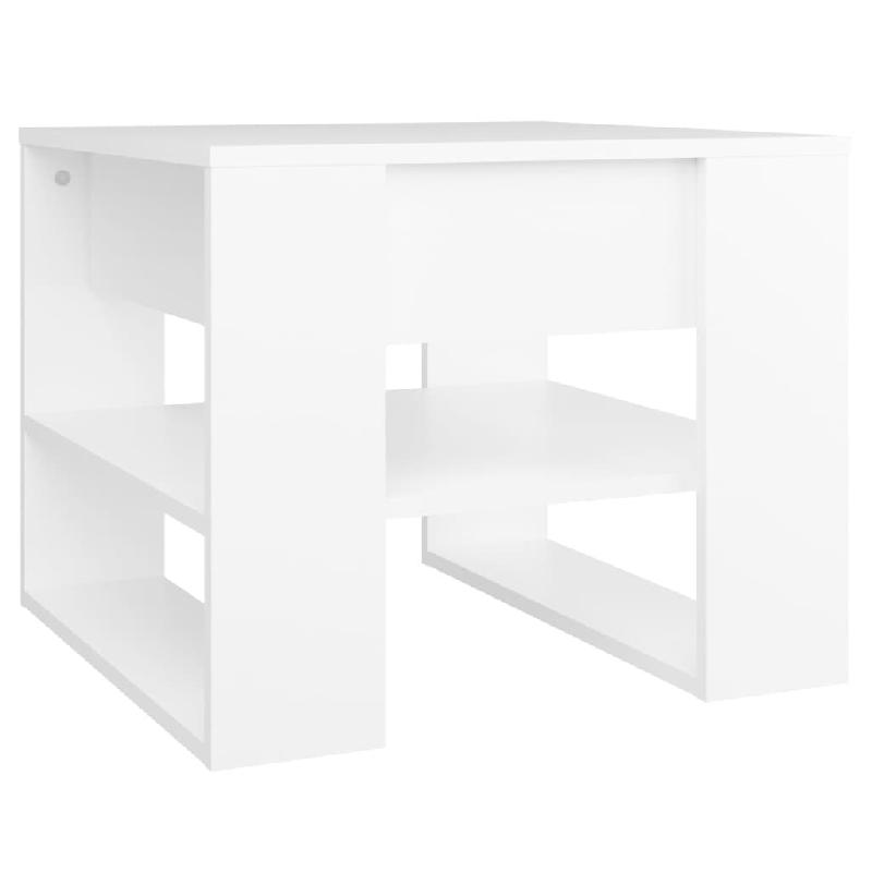 Décoshop26 - Table basse avec étagères design moderne et contemporaine 55,5 x 55 x 45 cm bois d'ingénierie blanc DEC037895 - blanc Bois massif 300_0