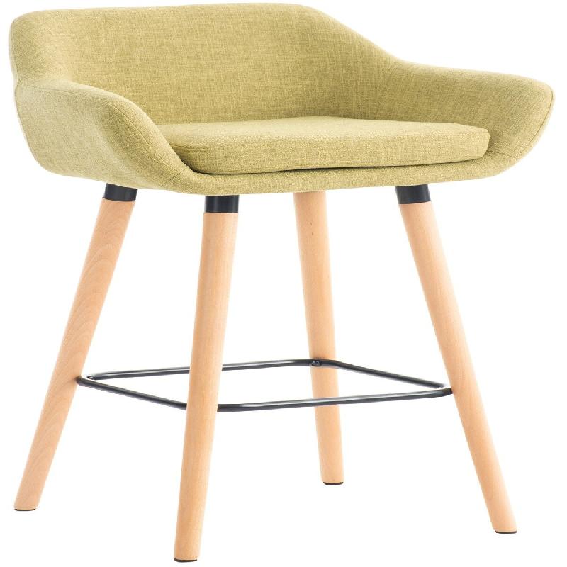 Décoshop26 - Tabouret de bar lounge x1 design scandinave assise en tissu vert clair pieds en bois repose-pieds en métal 10_0004927 - métal 30002523_0