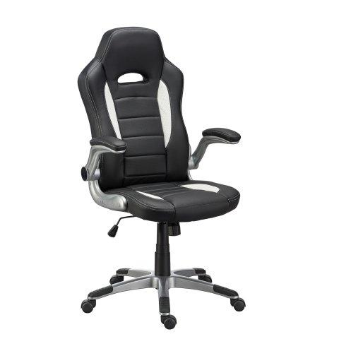 FAUTEUIL DE BUREAU GAMER NIGEL SIMILI CUIR - AVEC ACCOUDOIRS, APPUI-TÊTE ET SOUTIEN LOMBAIRE - MÉCANISME BASCULANT CENTRÉ - PIEDS ALUMINIUM