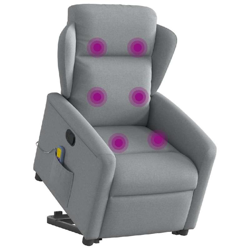 Fauteuil de massage inclinable Gris clair Tissu Modèle Jervoriax - 8721102961267_0