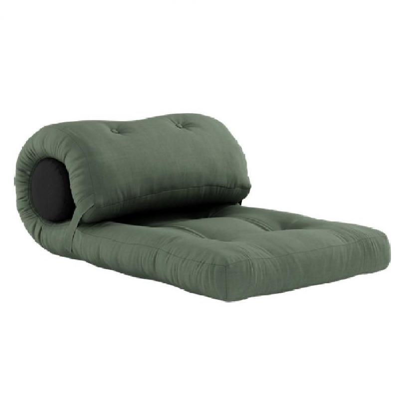 Fauteuil futon convertible Wrap - design japonais et scandinave - couleur vert olive_0