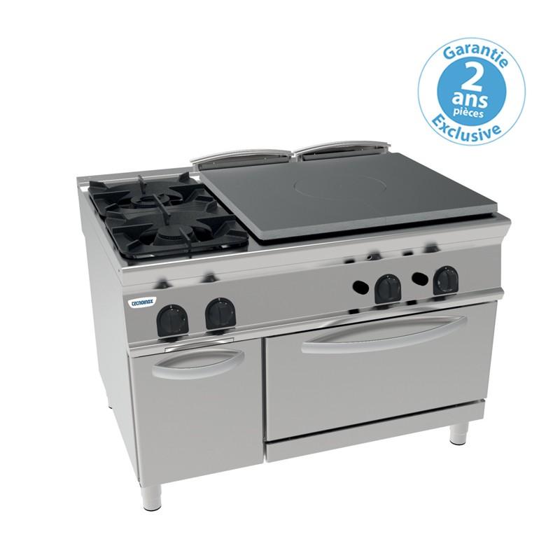 Fourneau professionnel gaz - 2 feux + plaque coup de feu - Four gaz statique GN2/1 - Gamme 900 - PFPG12GG9_0