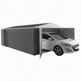 Garage simple métal / 18 m² / toit double pente / porte battante / 6 x 3 x 2.28 m_0