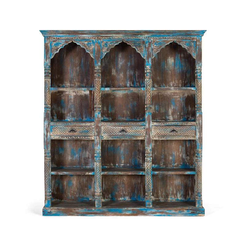 GINER Y COLOMER SL Bibliothèque Oleander en bois de manguier 195cm x 170cm x 38cm - bleu 1833_0