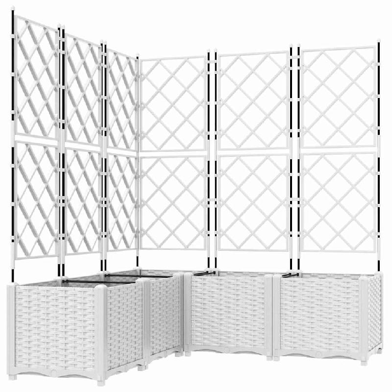 Helloshop26 - Lot de 5 cache-pots modernes pour jardin extérieur 120 x 120 x 143 cm en acier blanc 02_0058606 - blanc acier 3000240680946_0
